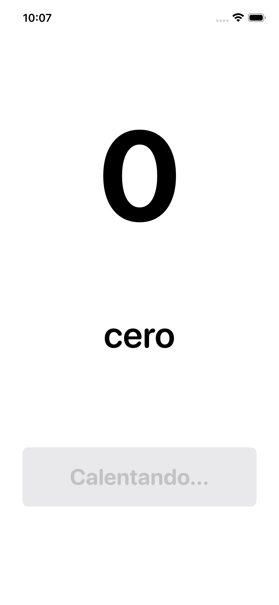 Warm-up screen