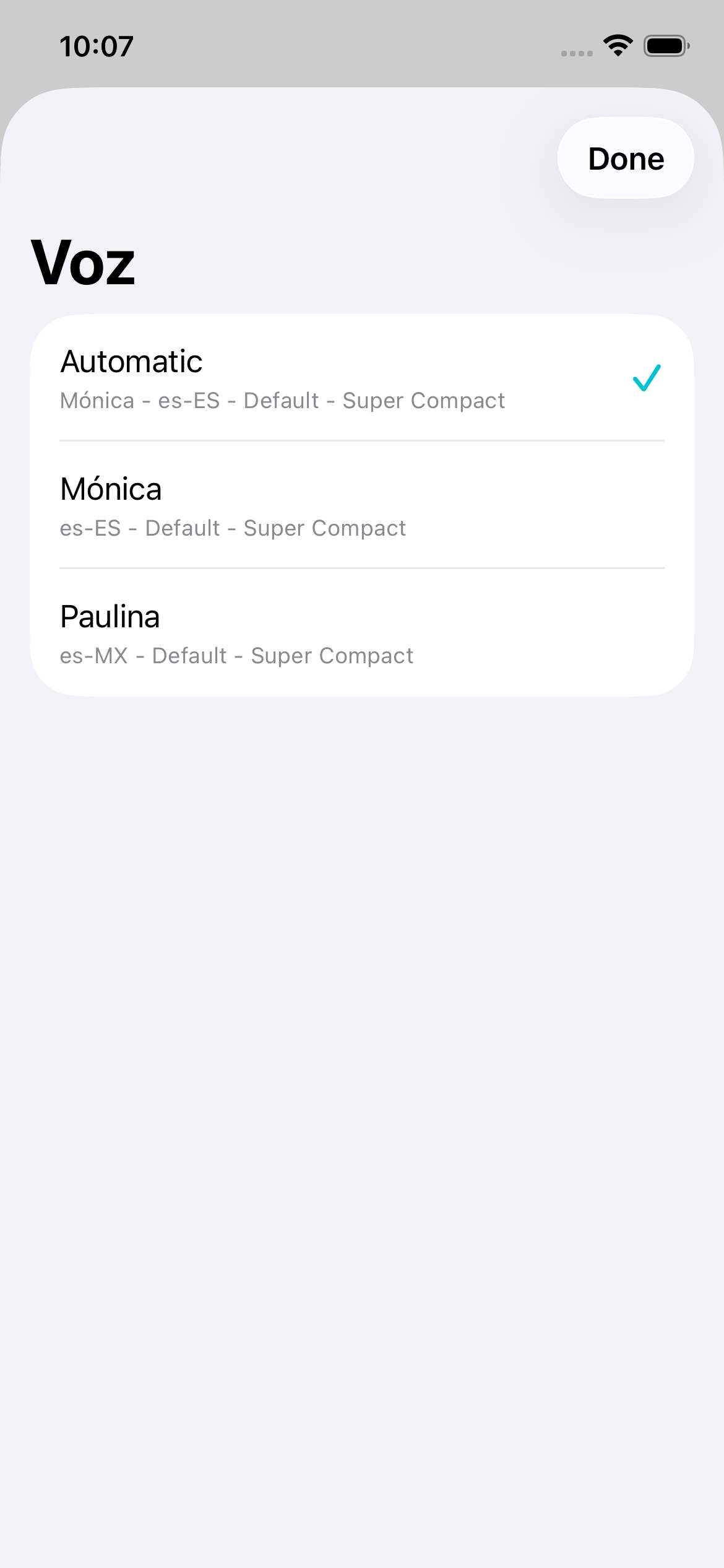 Voice settings
